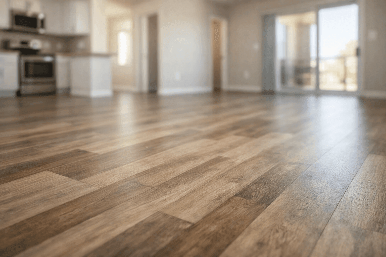 Clean, unfurnished rental unit with new durable flooring installed